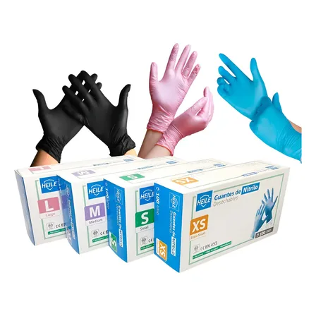Guantes De Nitrilo Caja 100 Unid. Tallas Xs S M L Xl
