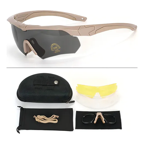 3 Lentes Tácticas Militares Mica Y Accesorios Color del armazón caqui