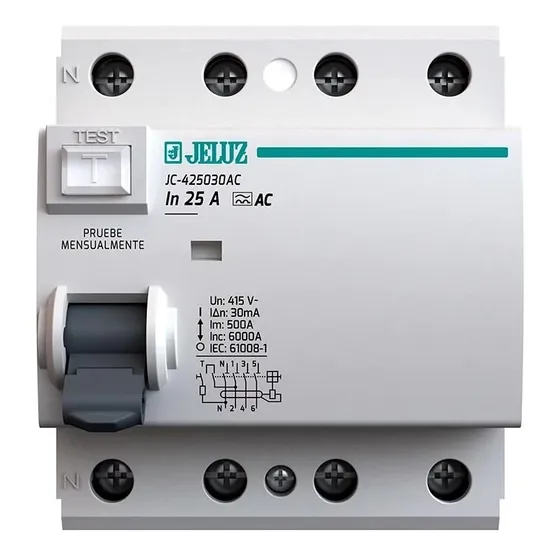 Disyuntor Diferencial Tetrapolar 63a 4x63a 30ma Jeluz X Ud.