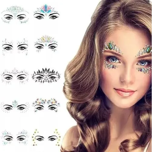 Pegatina 3d De Ojos Strass Adhesivo Brillante Cara Y Cuerpo