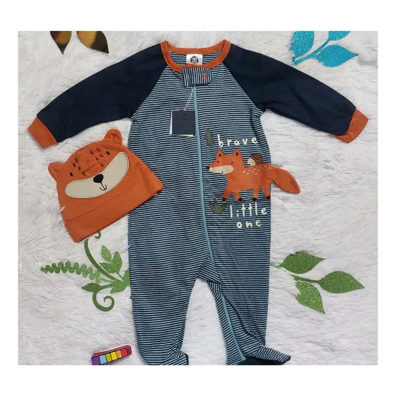 Pijama Enteriza Gerber Para Niño Azul A Rayas Motivo Zorro