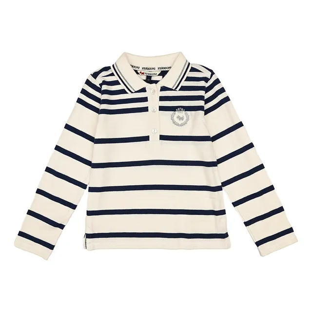 Playera Polo Ferrioni De Niña Color Crudo A Rallas