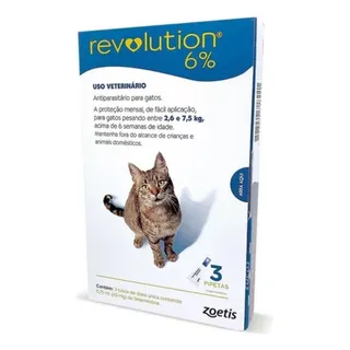 Kit 3 Revolution Zoetis 6% 0.75ml Gatos 2,6kg A 7,5kg Kit 3 Revolution Zoetis 6% 0.75ml Gatos 2,6kg A 7,5kg