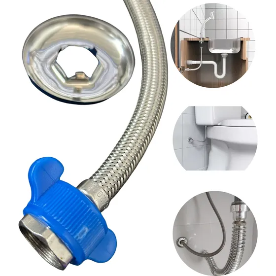 Engate Flexível Rabicho Inox Tracado 60cm Macho X Femea 1/2