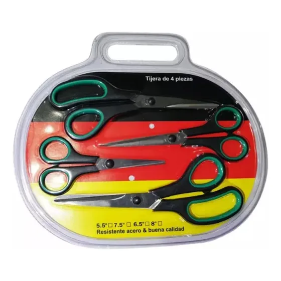 Juego Set De 4 Tijeras Multiuso, Escolar, Casa, Sastre