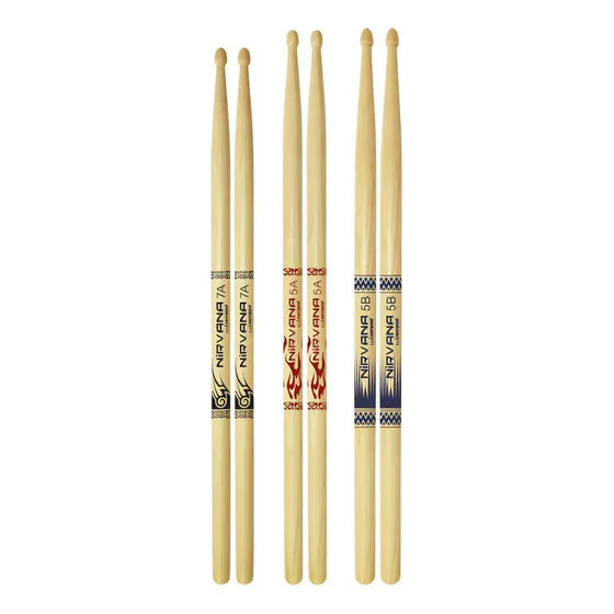 Kit 3 Baquetas Nirvana 7a 5a 5b Ponta Madeira Liverpool