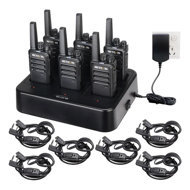 6 Pcs Radios Walkie Talkies Retevis Con Audífonos Cargador