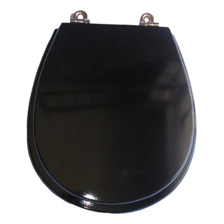 Tapa Asiento Madera Para Inodoro Negro Mate H. Cromado Tapa Asiento Madera Para Inodoro Negro Mate H. Cromado
