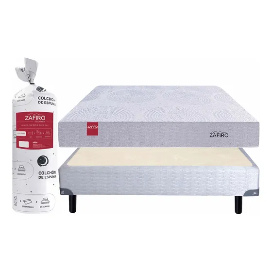 Sommier Colchon Espuma Zafiro Live 2 Plazas 17cm Con Base