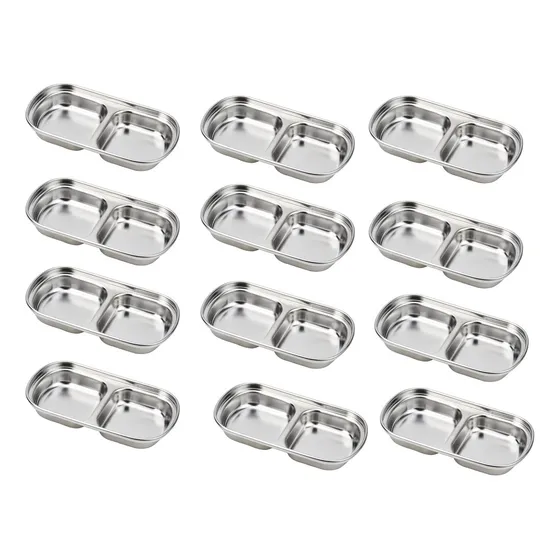Pack 12 Platos Para Salsas Dip De Acero Inoxidable Pocillos