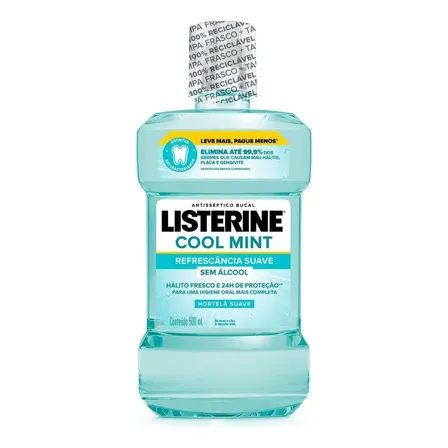LISTERINE Cool Mint Suave Enxaguante Bucal Sem Álcool, 500mL