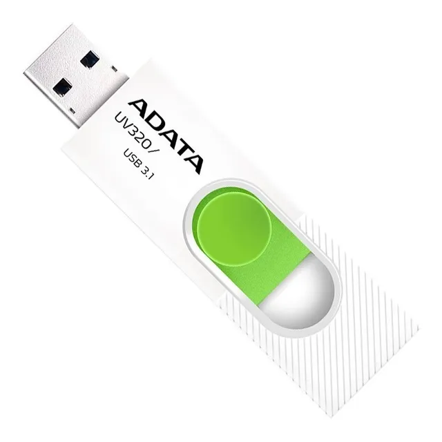 Memoria Flash Adata Uv320 64gb Usb 3.2 Blanco Con Verde