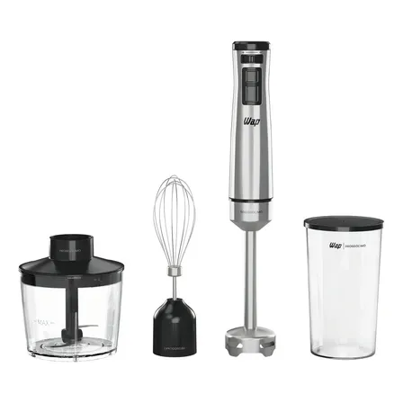 Mixer 3 Em 1 WAP WM1 Processador Portátil Inox com Batedor de Claras