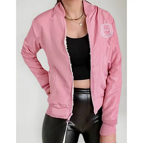Chamarra Bomber Afelpada Suave Calientita De Mujer