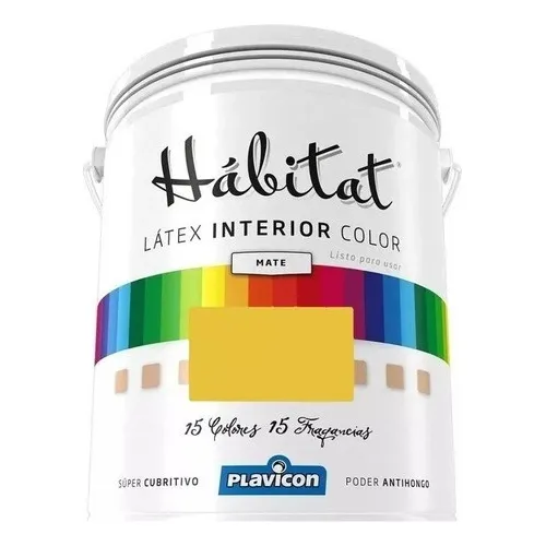 Latex Interior Habitat Color Premium Plavicon Lavable Antihongo X 1 Litro Colores Preparados