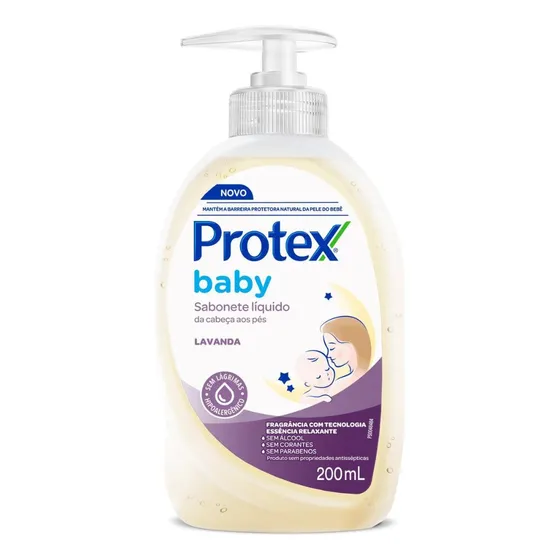 Sabonete Líquido Infantil Baby Da Cabeça Aos Pés Lavanda 200ml Protex