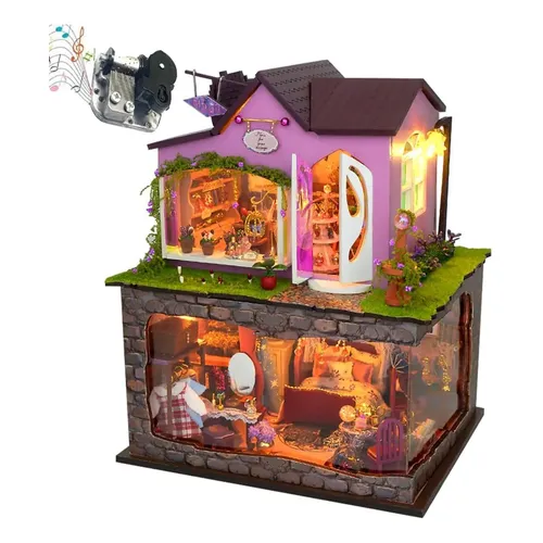 MiniCity Book Nook | Kit De Construcción 3D Con Luces LED | Café Estilo Francés