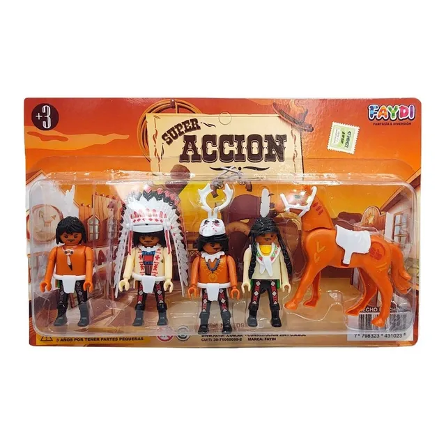  Set 4 Muñecos Tipo Playmobil Lejano Oeste Piratas Vaqueros