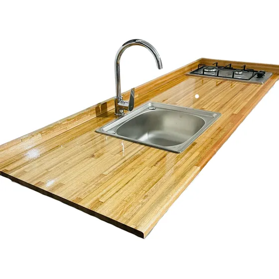 Mesada De Cocina 130x55 + Suplementos En Finger Marrón Claro