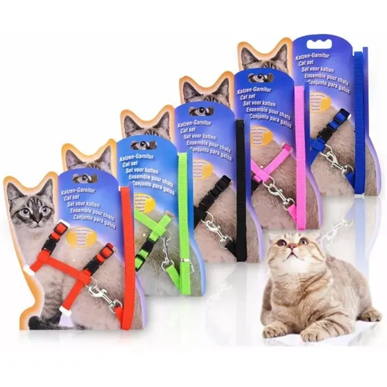 Pechera Ajustable Para Gatos De Nylon Con Paseador