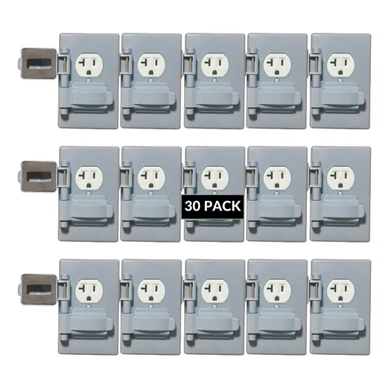 Contacto Doble 20a Color Blanco Con Tapa Intemperie 30 Pack