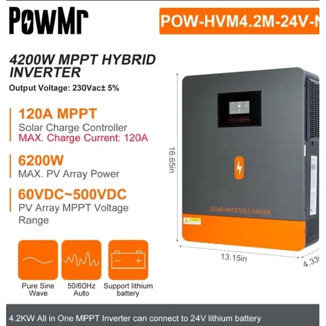 Inversor Híbrido Powmr 4.2kw 24v 220-230 Mppt