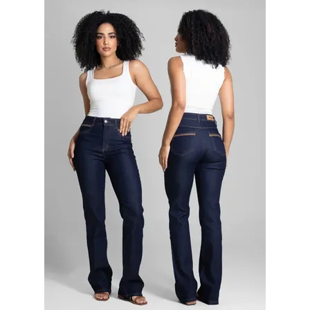 Jeans Sawary Feminina Calca Boot Cut_282664 Índigo Liso 38