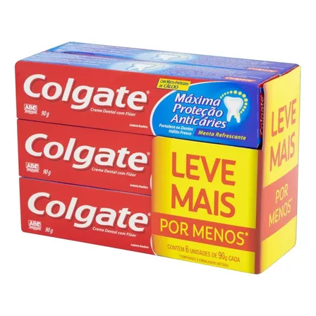 Pasta de dentes Colgate Máxima Proteção Anticáries Menta Refrescante em creme pacote x 6 540 g