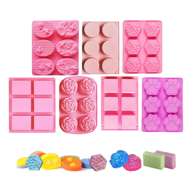 7 Molde De Silicona De 6 Agujeros Para Jabones Y Repostería