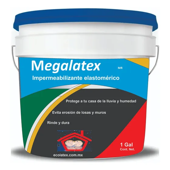 Impermeabilizante Tapa Goteras, Megalatex 1 Gal Acabado Semibrillo Color Terracota