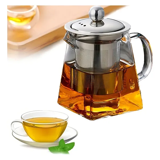 Bule Chaleira De Vidro Com Difusor Em Aço Inoxidável 550ml
