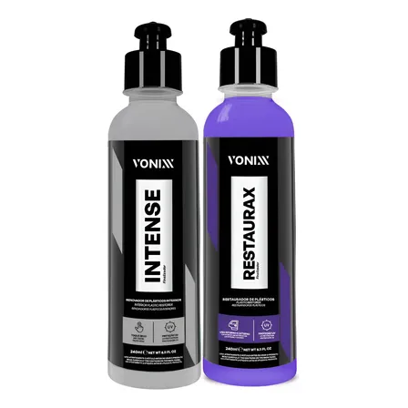 Kit Restaurador Plásticos Automotivo Externo E Interno Vonixx 1 Restaurax 240ml + 1 Intense 240ml