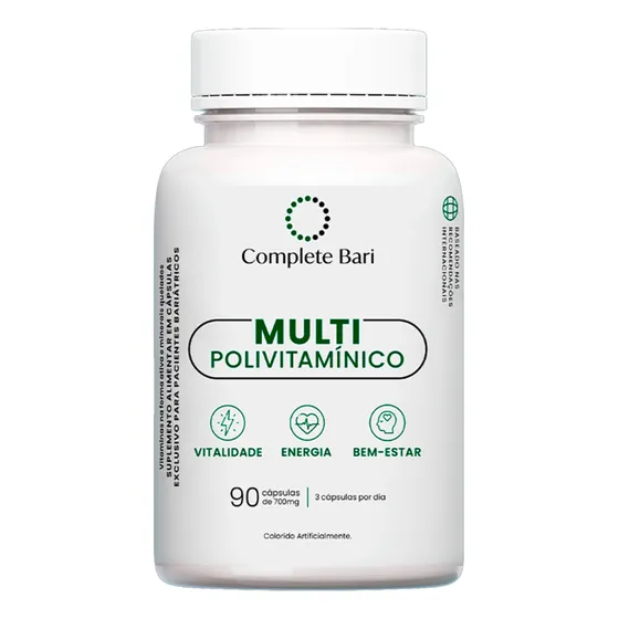 Suplemento Polivitamínico 23 Nutrientes de Máxima Absorção com Vitaminas ativas e Minerais Quelados 90 Capsulas Sem Sabor - Complete Bari