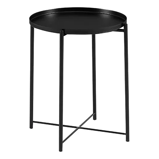Mesita Negro Hierro Diseño Moderno Importado Arrime Redonda