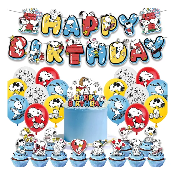 Kit Fiesta Snoopy Globos Tartas Decoración De Cumpleaños