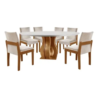 Conjunto Sala De Jantar Mesa Nuance 135cm Redonda Tampo Conjunto Sala De Jantar Mesa Nuance 135cm Redonda Tampo