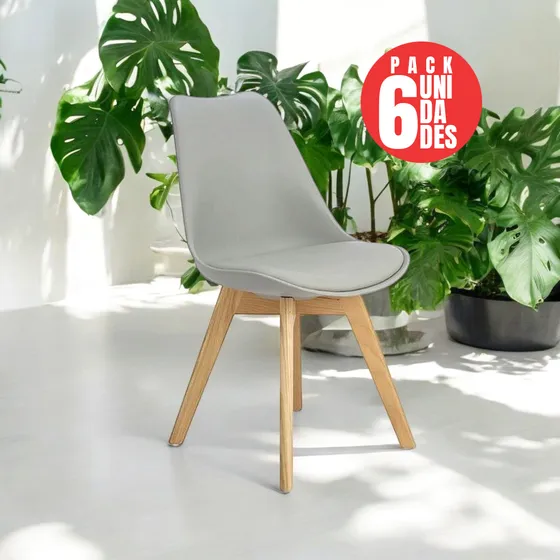 Silla de comedor Tienda El Garage Eames acolchada color gris x 6 unidades