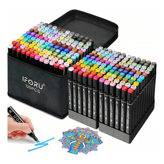 Marcadores 120 Colores Plumones Punta Pincel Doble Punta Fineliner 1mm Y Broad 6mm Iforu Marcadores 120 Colores Plumones Punta Pincel Doble Punta Fineliner 1mm Y Broad 6mm Iforu