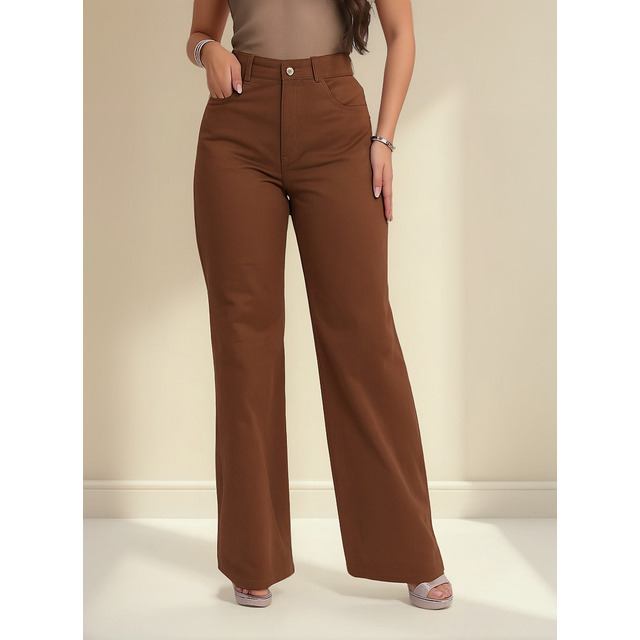 Calça Wide Leg Feminina Pantalona Cintura Alta Jeans Calça Wide Leg Feminina Pantalona Cintura Alta Jeans