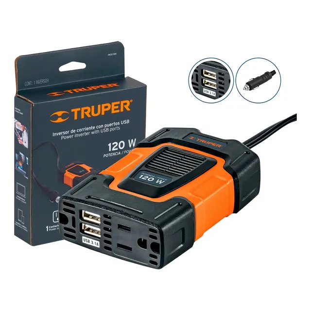Inversor De Corriente 120 W, Truper 10447