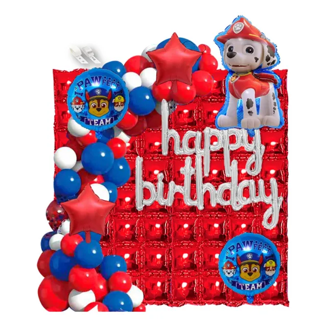 Kit Decoración Globos Arco Perro Patrullero Bombero Rojo 82p