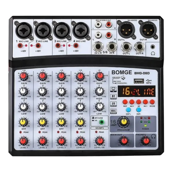 Mezclador Sonido Profesional 6 Canales Bomge 