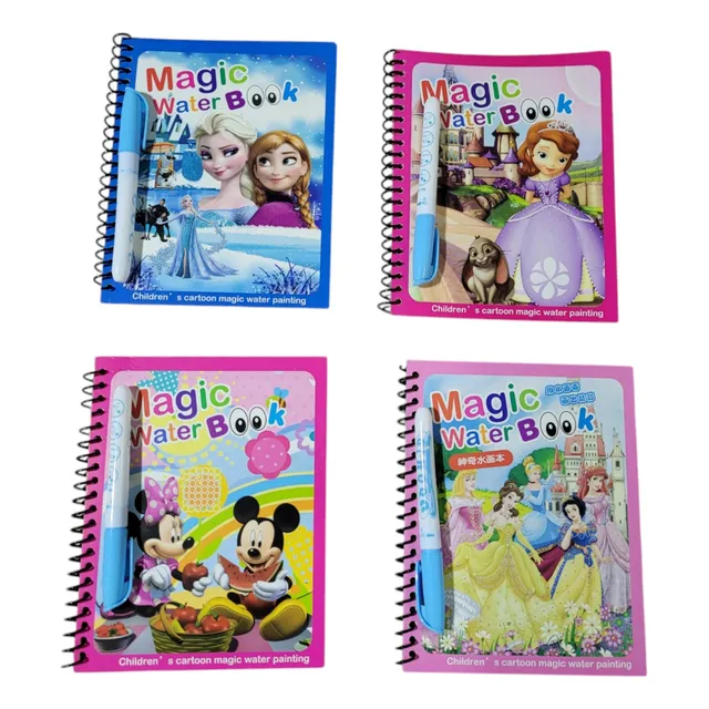 Set X4 Libro Mágico Para Colorear Con Agua Para Niño Y Niña