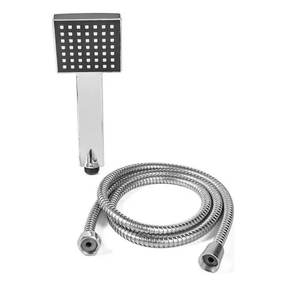 Kit Ducha Teléfono Cuadrado Negro Manguera Flexible