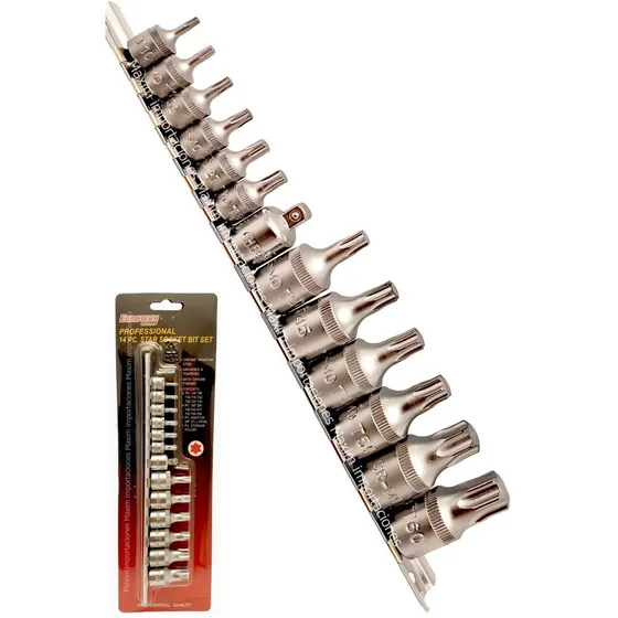 Juego Tubo Puntas Torx - Enc 1/4 Y 3/8 - T10 T60 - Eurotech