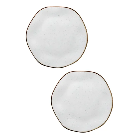 Kit 2 Pratos Raso Porcelana Ryo Oxford 27,5cm Maresia Cor Branco
