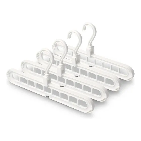 Set de 4 Ganchos Ahorradores de Espacio Energy Plus, Color Blanco, Organiza y Maximiza el Espacio en tu Armario de Forma Eficiente y Práctica.