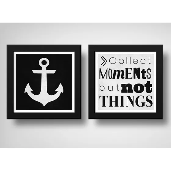 Set 2 Cuadros Ancla Mar Barco Pescador Frase Motivacional