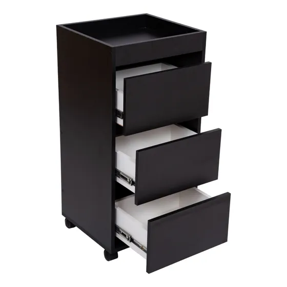 Promoção Gaveteiro Mdf Preto Montado 3 Gavetas Com Rodízios