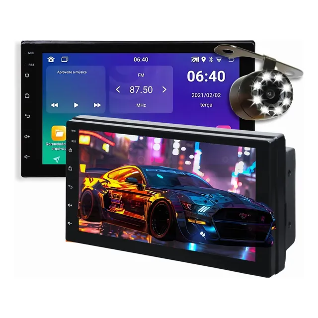 Multimídia 7 2din 2gb 32gb Android 12 Carplay Android Câmera